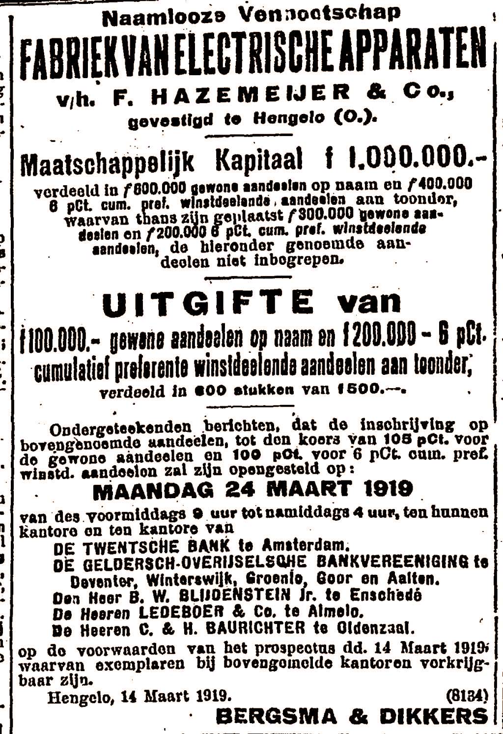 Aandelen 1919