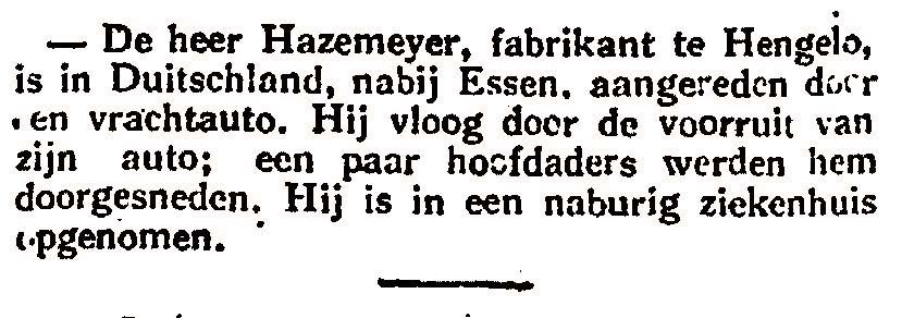 Aanrijding Hazemeyer 1926