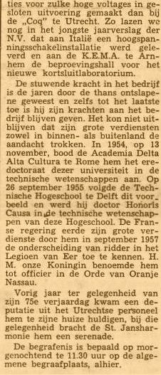 Overlijden Dr. Ir. H.A. Hidde Nijland (1962)